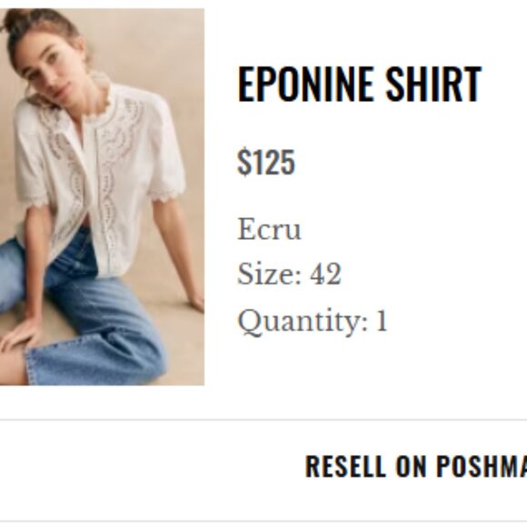 Sezane Eponine Shirt Ecru - Size 42 - Picture 2 of 6